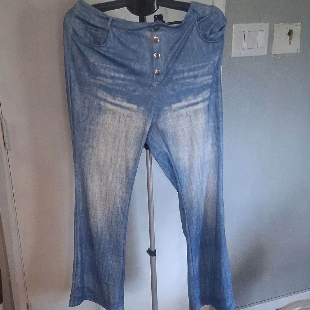 Stylish Blue Stretcchy Women's Jeggings Size 3xl - Picture 2 of 4